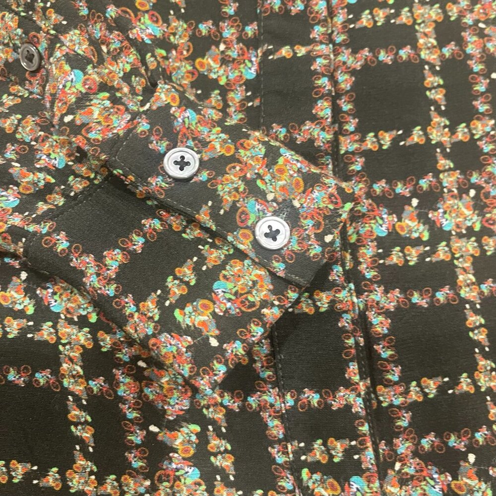 Cocurata Women's Graphic Print Long Sleeve Button Up Dress Shirt, Size S - Picture 4 of 5